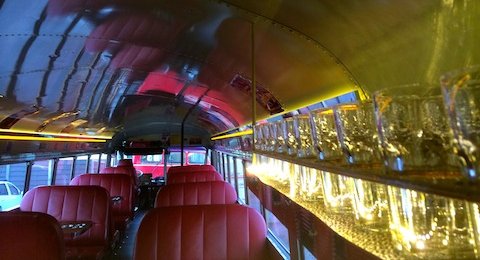 Bar and diner on the road - in the US school bus