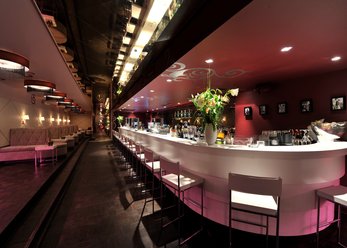 Club in lila/sandfarbenem Samt, Satin, Leder