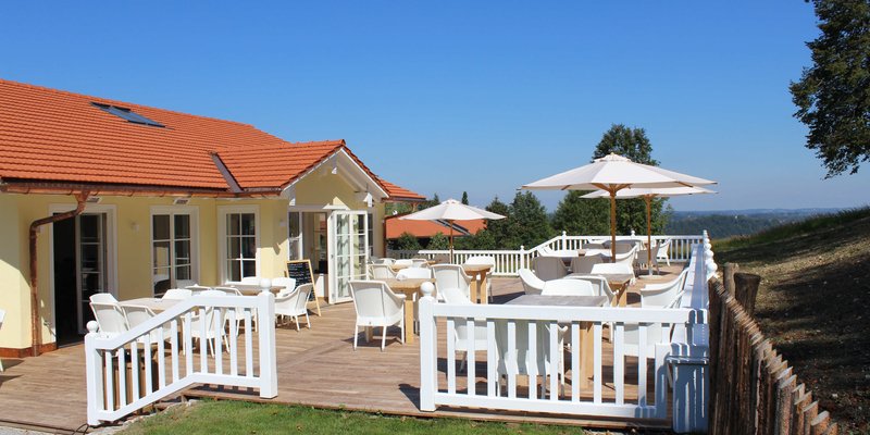 Restaurant hall with panoramic terrace Restaurant hall with panoramic terrace