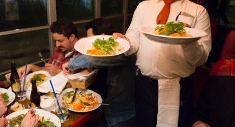 Bar and diner on the road - in the US school bus
