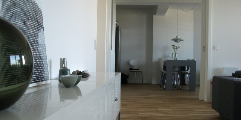 Nordische Terrassenwohnung mit Weitblick - Wohnraum/Esszimmer
