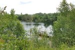 Lake with hut, jetty and water terrace