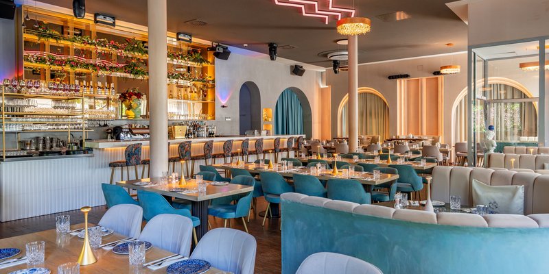 Kymata Modern - The bar and dining area at Kymata Modern – a stylish setting for dinner and drinks afterwards.