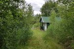 Lake with hut, jetty and water terrace