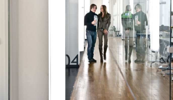 Modern office space with loft character