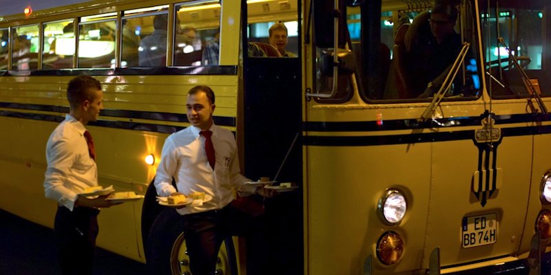 Bar and diner on the road - in the US school bus