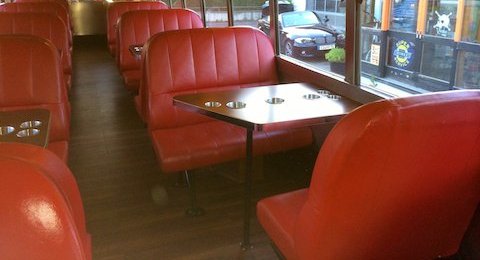 Bar and diner on the road - in the US school bus