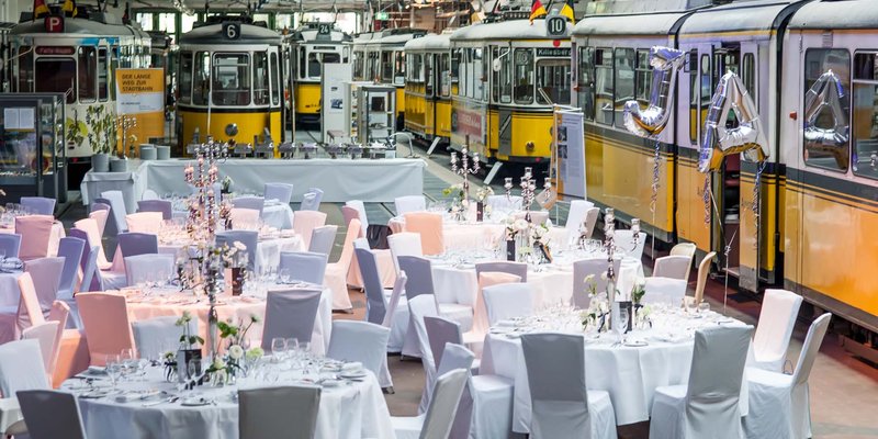 Museum with trams vintage cars