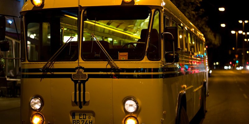 Bar and diner on the road - in the US school bus