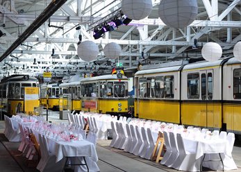 Museum with trams vintage cars